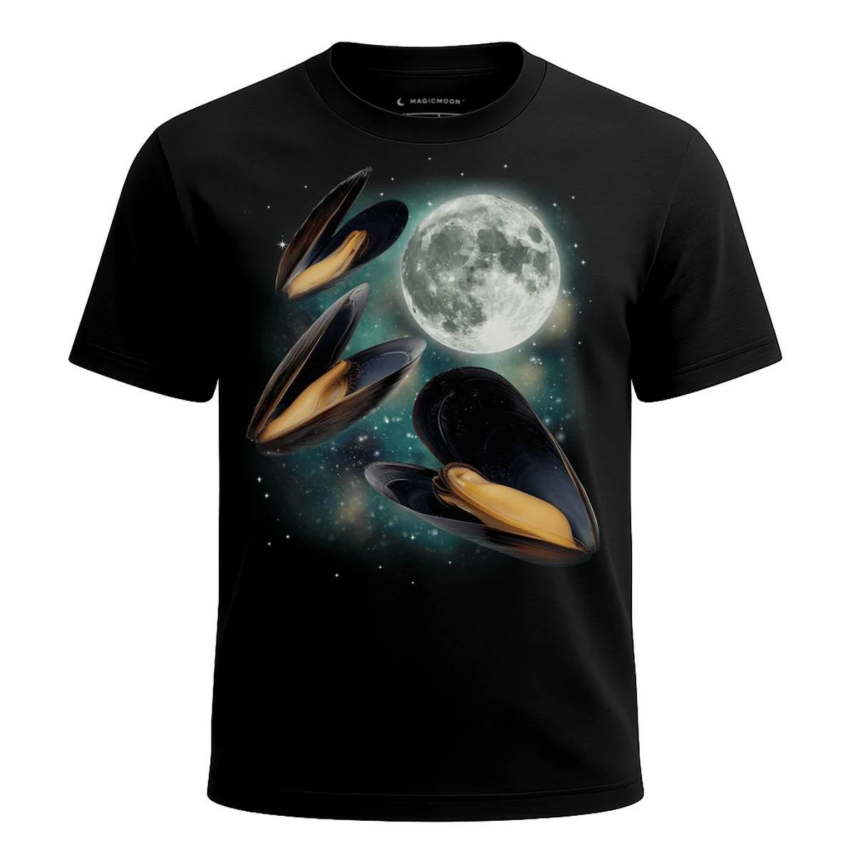 MagicMoon Three Mussels Moon - Funny Animal Shirt, White Elephant Gift, Novelty T-Shirt