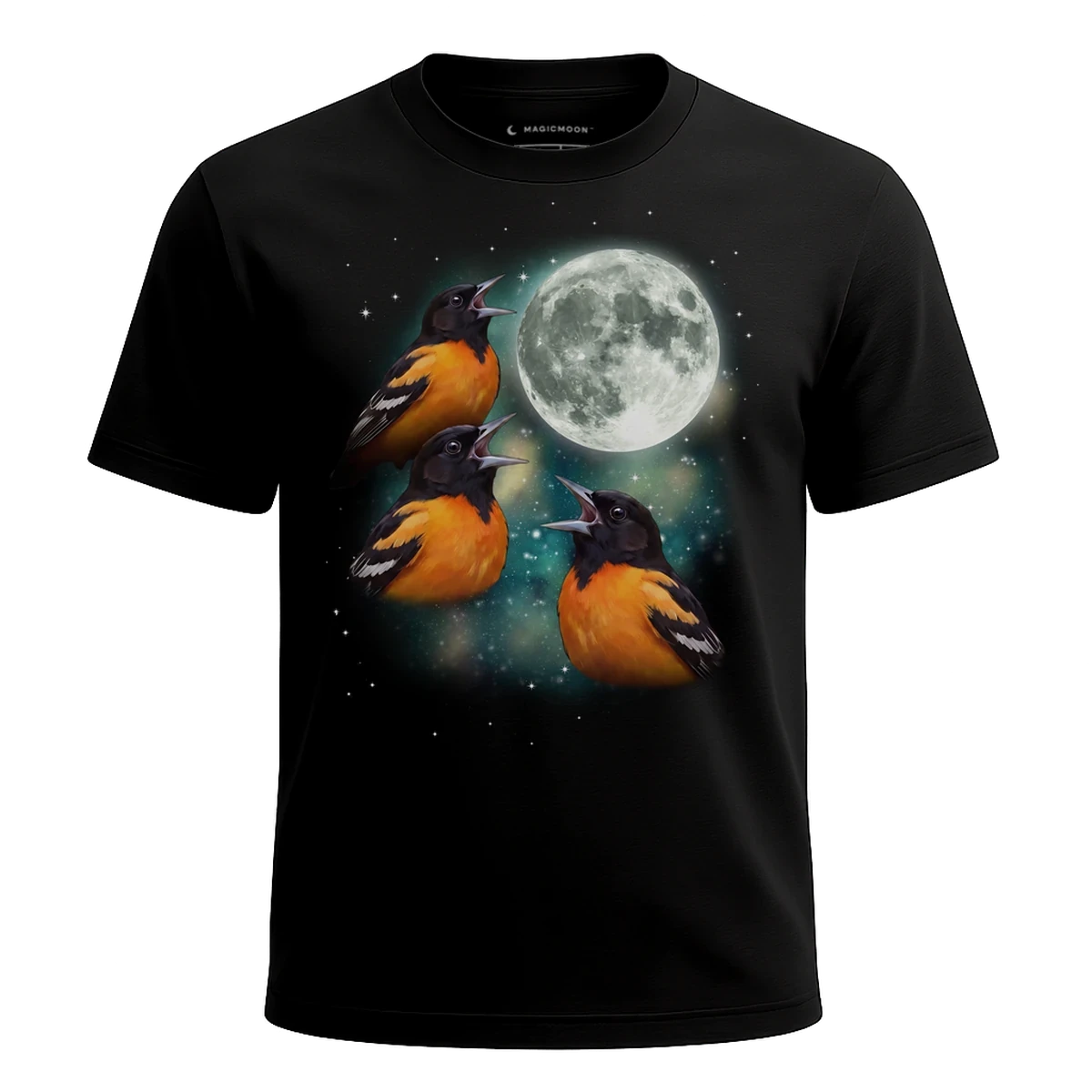 MagicMoon Three Oriole Moon - Funny Animal Shirt, White Elephant Gift, Novelty T-Shirt