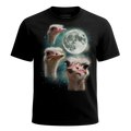 MagicMoon Three Ostrich Moon - Funny Animal Shirt, White Elephant Gift, Novelty T-Shirt