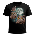 MagicMoon Three Owl Moon - Funny Animal Shirt, White Elephant Gift, Novelty T-Shirt