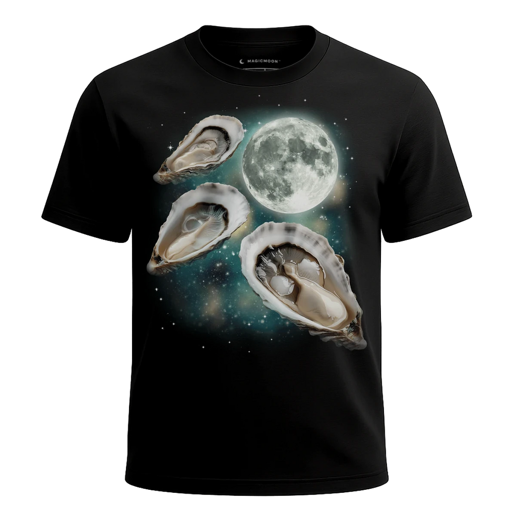 MagicMoon Three Oyster Moon - Funny Animal Shirt, White Elephant Gift, Novelty T-Shirt
