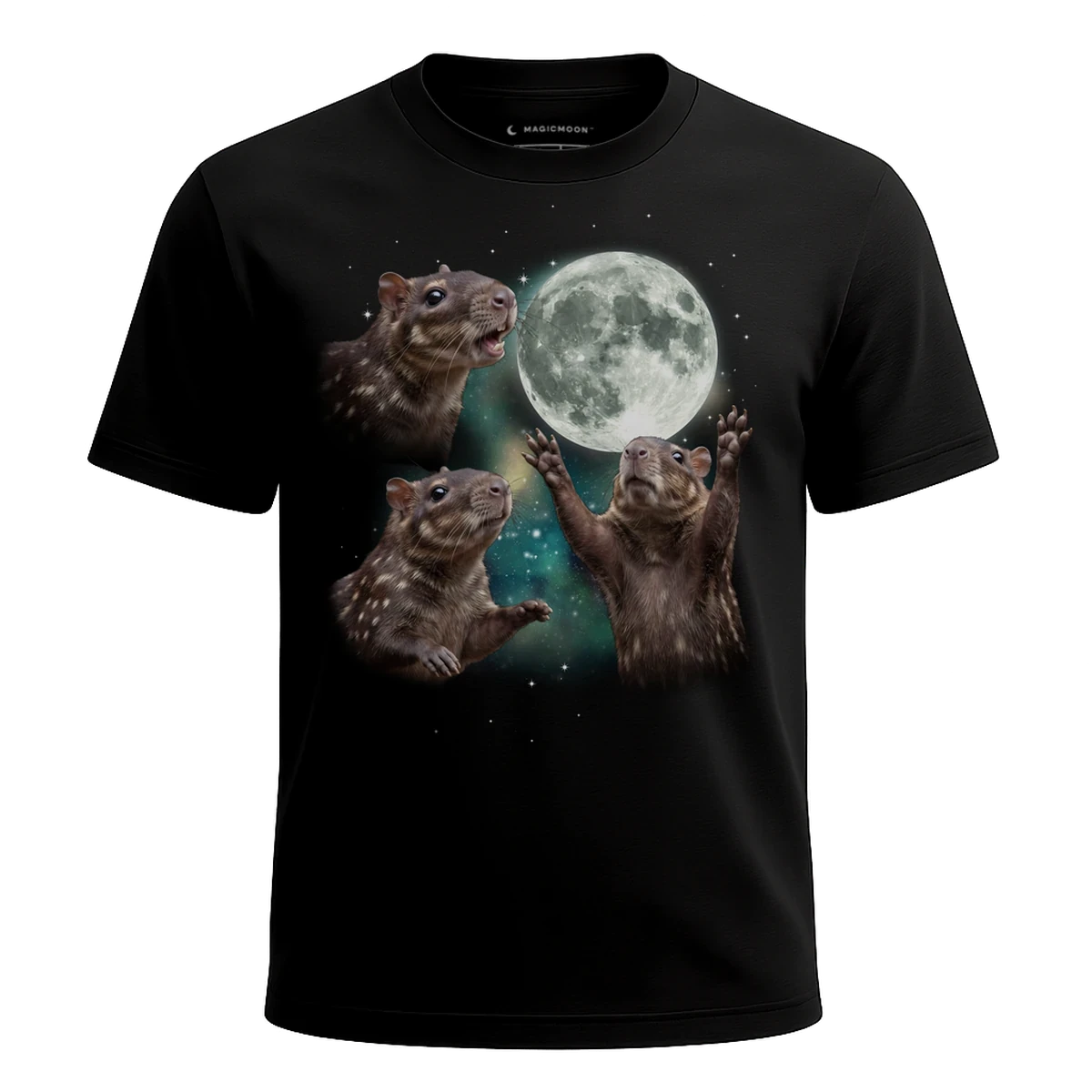 MagicMoon Three Paca Moon - Funny Animal Shirt, White Elephant Gift, Novelty T-Shirt