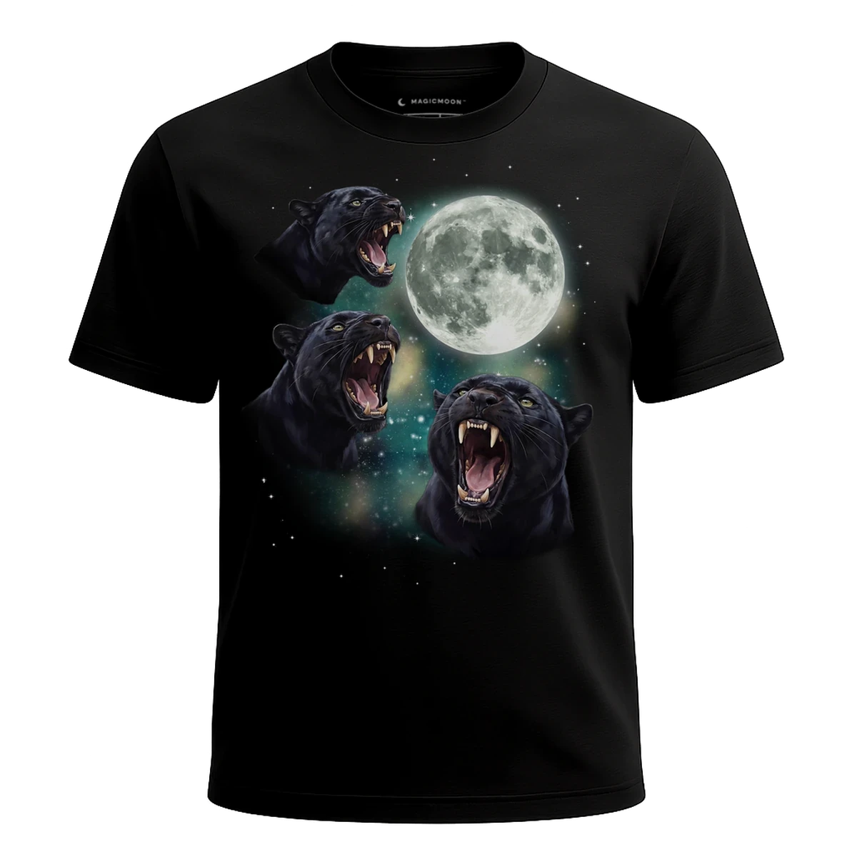 MagicMoon Three Panther Moon - Funny Animal Shirt, White Elephant Gift, Novelty T-Shirt