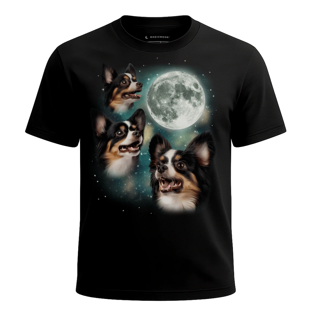 MagicMoon Three Papillon Moon - Funny Animal Shirt, White Elephant Gift, Novelty T-Shirt