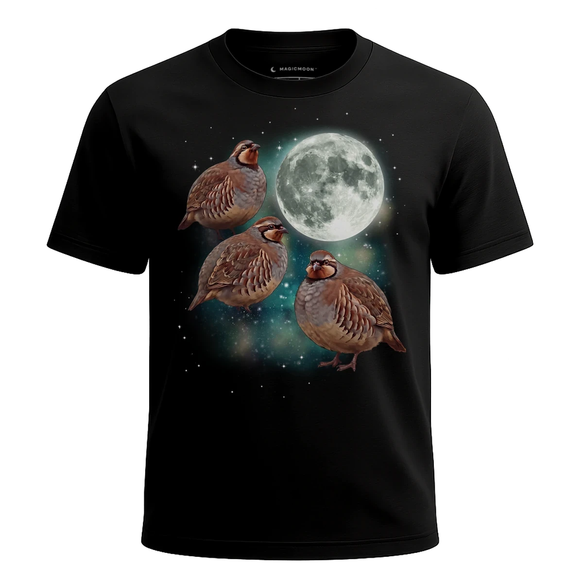 MagicMoon Three Partridge Moon - Funny Animal Shirt, White Elephant Gift, Novelty T-Shirt