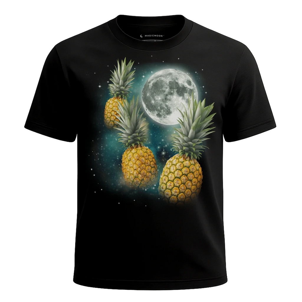 MagicMoon Three Pineapple Moon - Funny Food Shirt, White Elephant Gift, Novelty T-Shirt