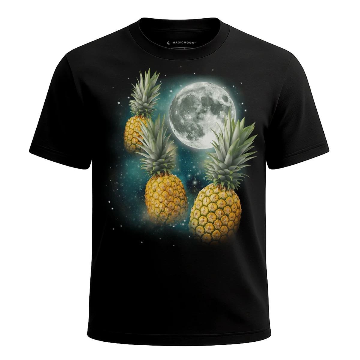 MagicMoon Three Pineapple Moon - Funny Food Shirt, White Elephant Gift, Novelty T-Shirt
