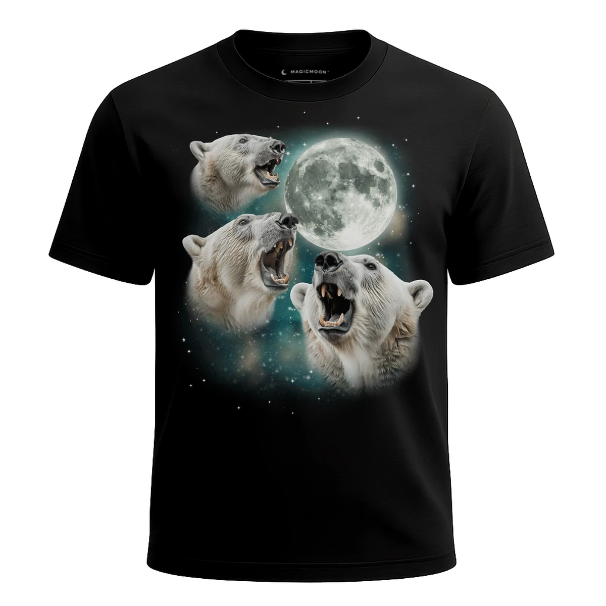 MagicMoon Three Polar Bear Moon - Funny Animal Shirt, White Elephant Gift, Novelty T-Shirt