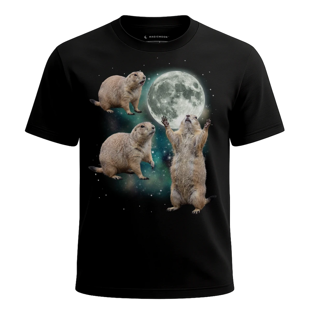 MagicMoon Three Prairie Dog Moon - Funny Animal Shirt, White Elephant Gift, Novelty T-Shirt