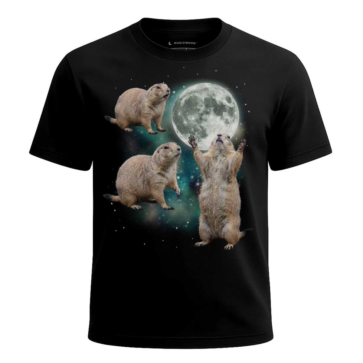 MagicMoon Three Prairie Dog Moon - Funny Animal Shirt, White Elephant Gift, Novelty T-Shirt