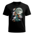 MagicMoon Three Puffin Moon - Funny Animal Shirt, White Elephant Gift, Novelty T-Shirt