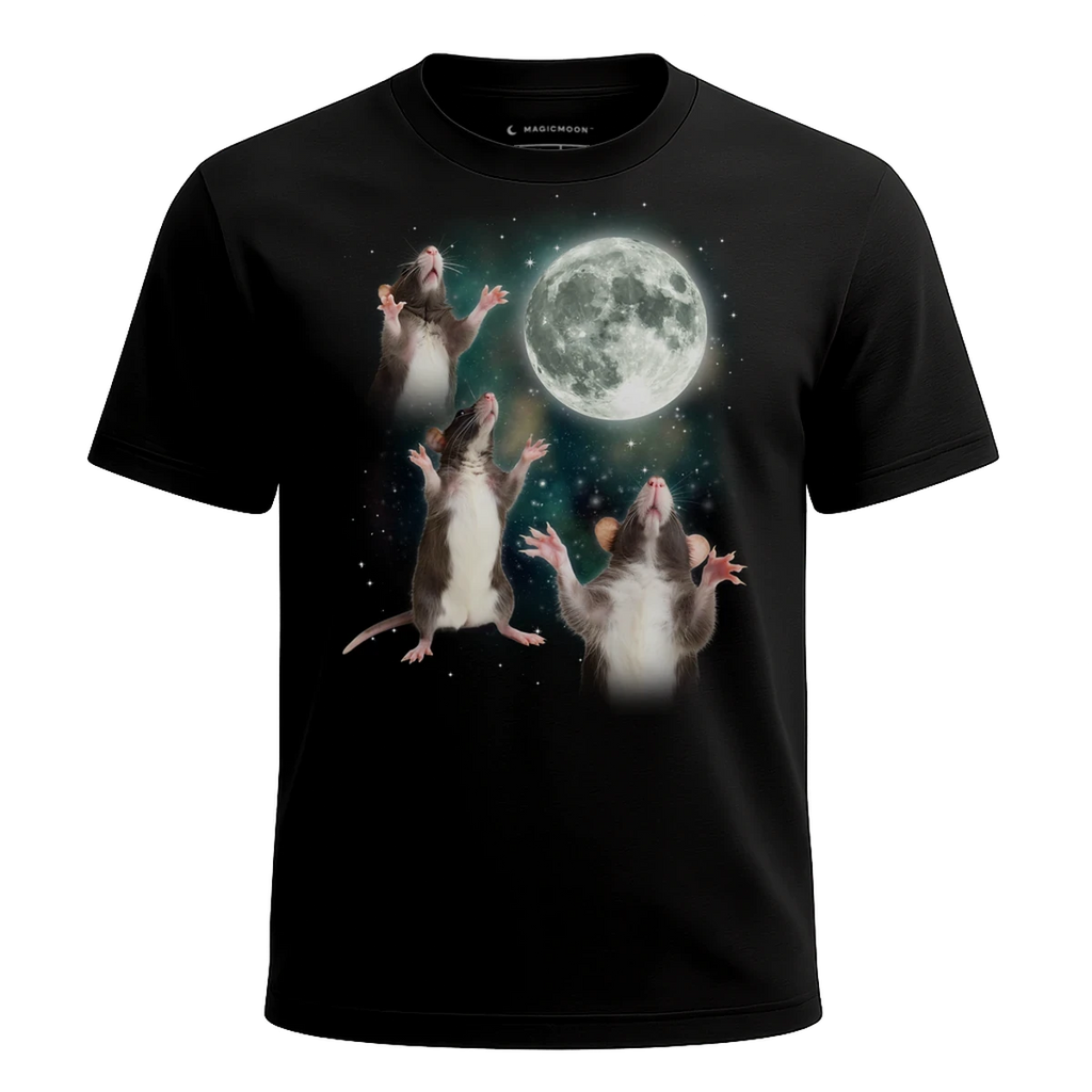 MagicMoon Three Rat Moon - Funny Animal Shirt, White Elephant Gift, Novelty T-Shirt