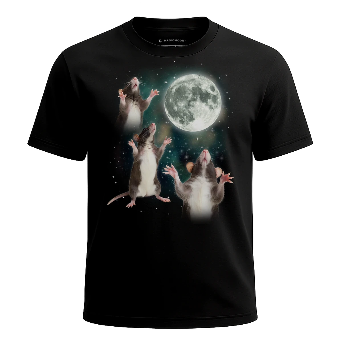 MagicMoon Three Rat Moon - Funny Animal Shirt, White Elephant Gift, Novelty T-Shirt