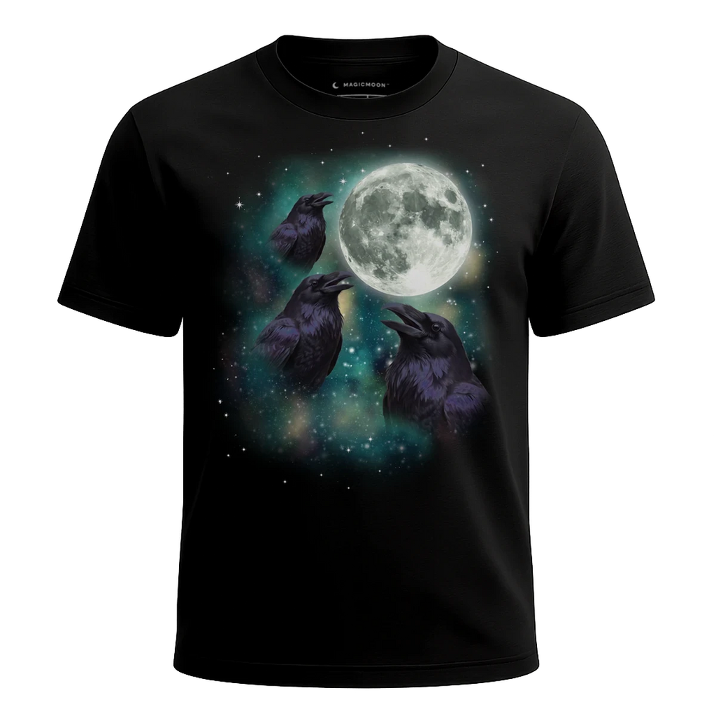 MagicMoon Three Raven Moon - Funny Animal Shirt, White Elephant Gift, Novelty T-Shirt