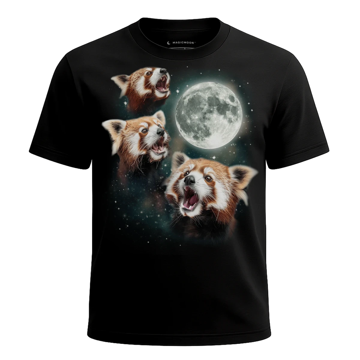 MagicMoon Three Red Panda Moon - Funny Animal Shirt, White Elephant Gift, Novelty T-Shirt