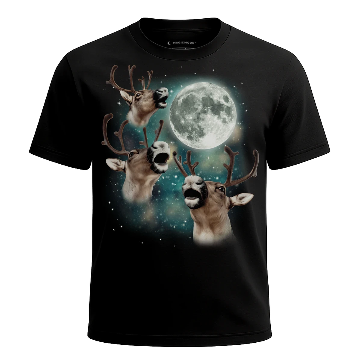 MagicMoon Three Reindeer Moon - Christmas Gift Shirt, White Elephant Gift, Novelty T-Shirt