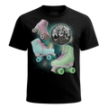 MagicMoon Three Roller Skate Moon - Funny Novelty Shirt, White Elephant Gift, Novelty T-Shirt