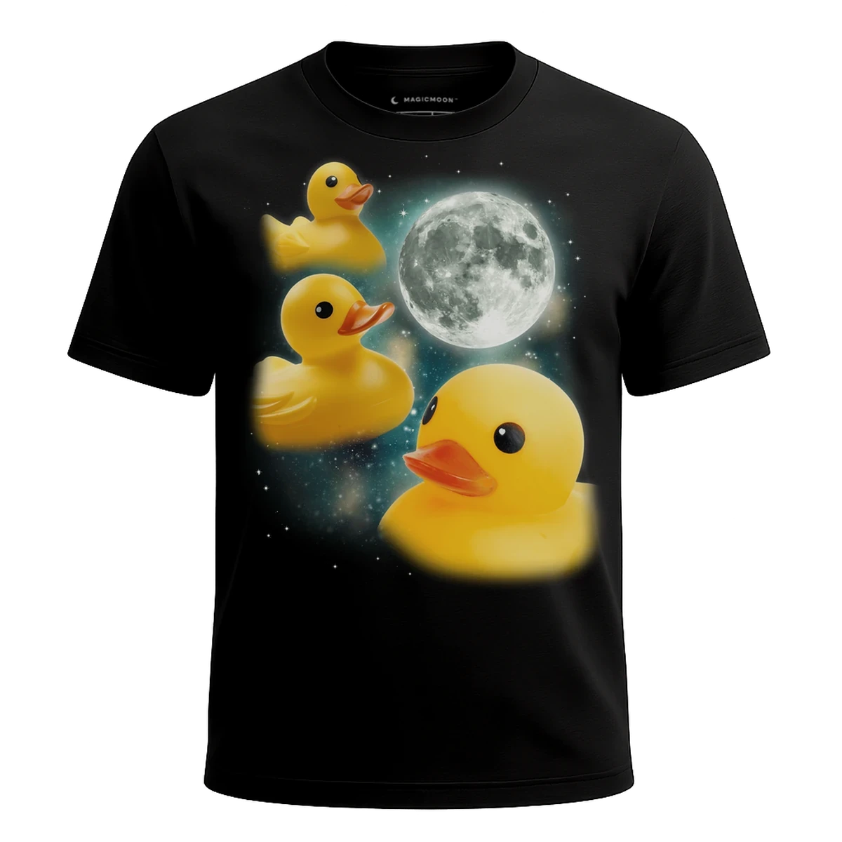 MagicMoon Three Rubber Duck Moon - Funny Novelty Shirt, White Elephant Gift, Novelty T-Shirt