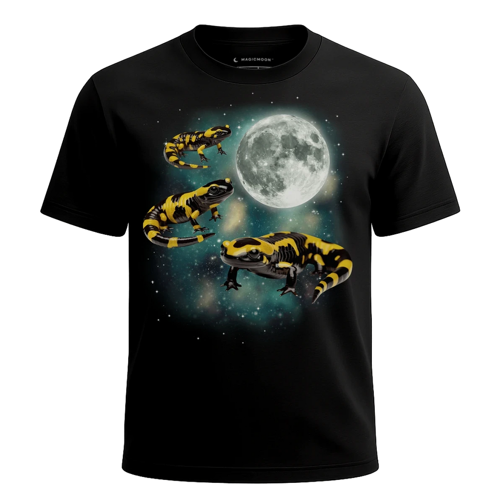 MagicMoon Three Salamander Moon - Funny Animal Shirt, White Elephant Gift, Novelty T-Shirt