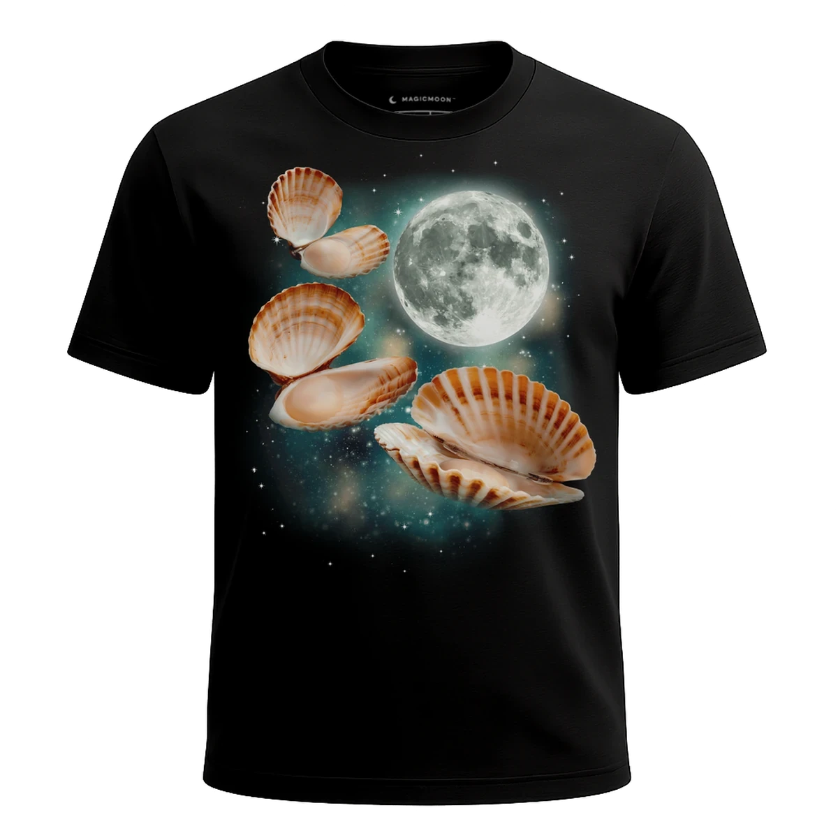 MagicMoon Three Scallop Moon - Funny Animal Shirt, White Elephant Gift, Novelty T-Shirt