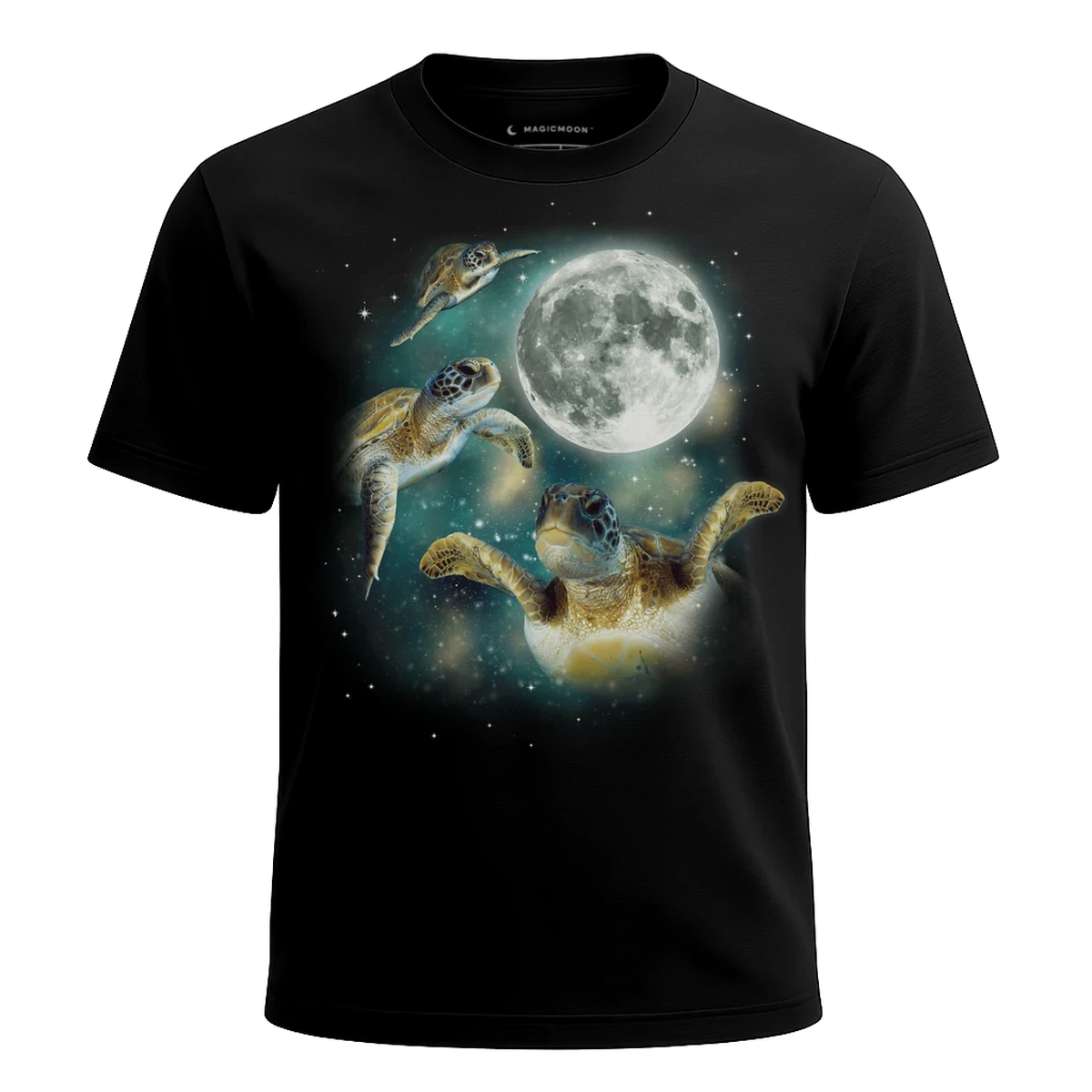 MagicMoon Three Sea Turtle Moon - Funny Animal Shirt, White Elephant Gift, Novelty T-Shirt