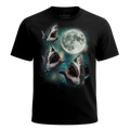 MagicMoon Three Shark Moon - Funny Animal Shirt, White Elephant Gift, Novelty T-Shirt