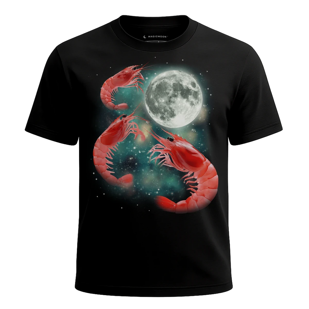 MagicMoon Three Shrimp Moon - Funny Animal Shirt, White Elephant Gift, Novelty T-Shirt