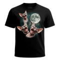 MagicMoon Three Sphynx Cat 2 Moon - Funny Novelty Shirt, White Elephant Gift, Novelty T-Shirt