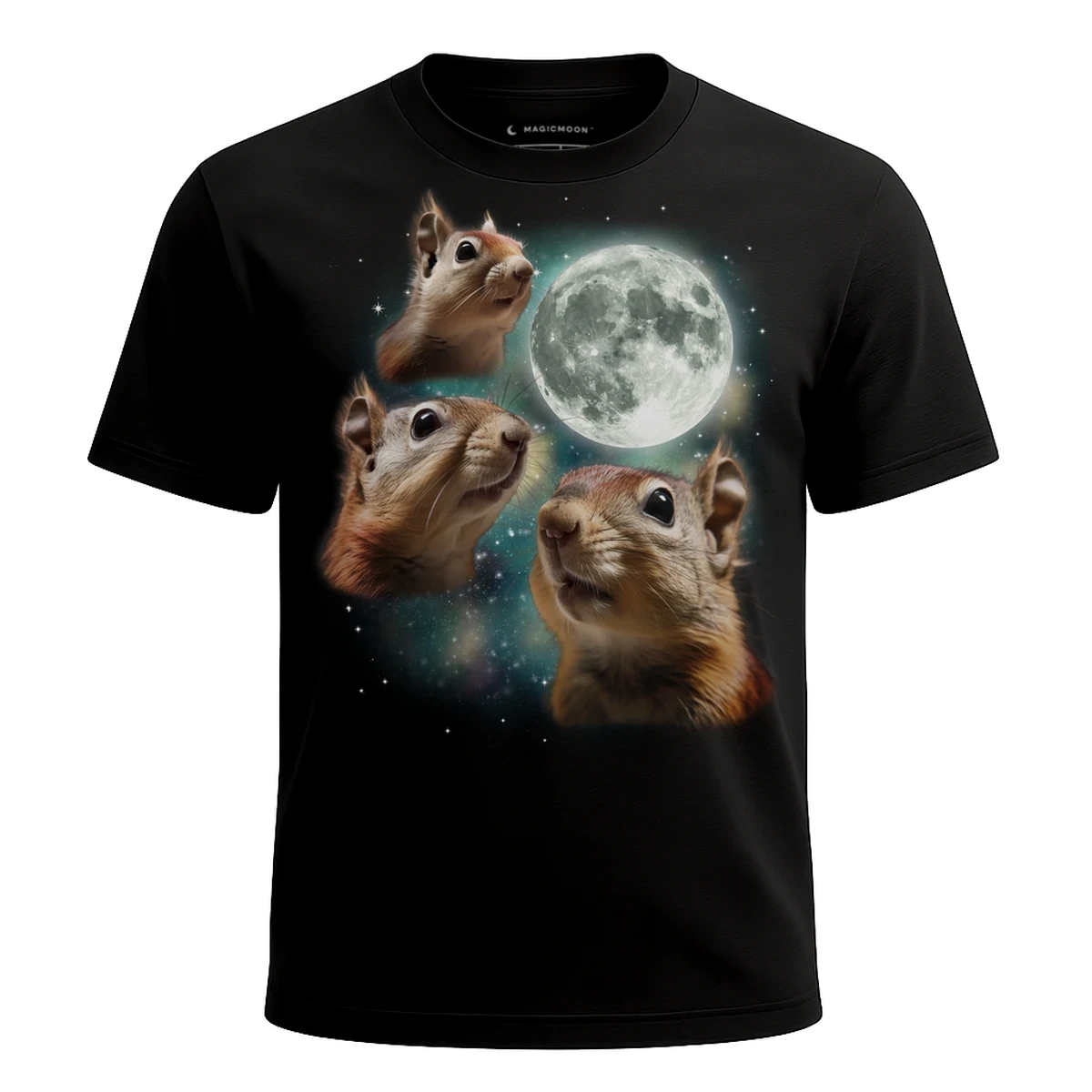 MagicMoon Three Squirrel Moon - Funny Animal Shirt, White Elephant Gift, Novelty T-Shirt