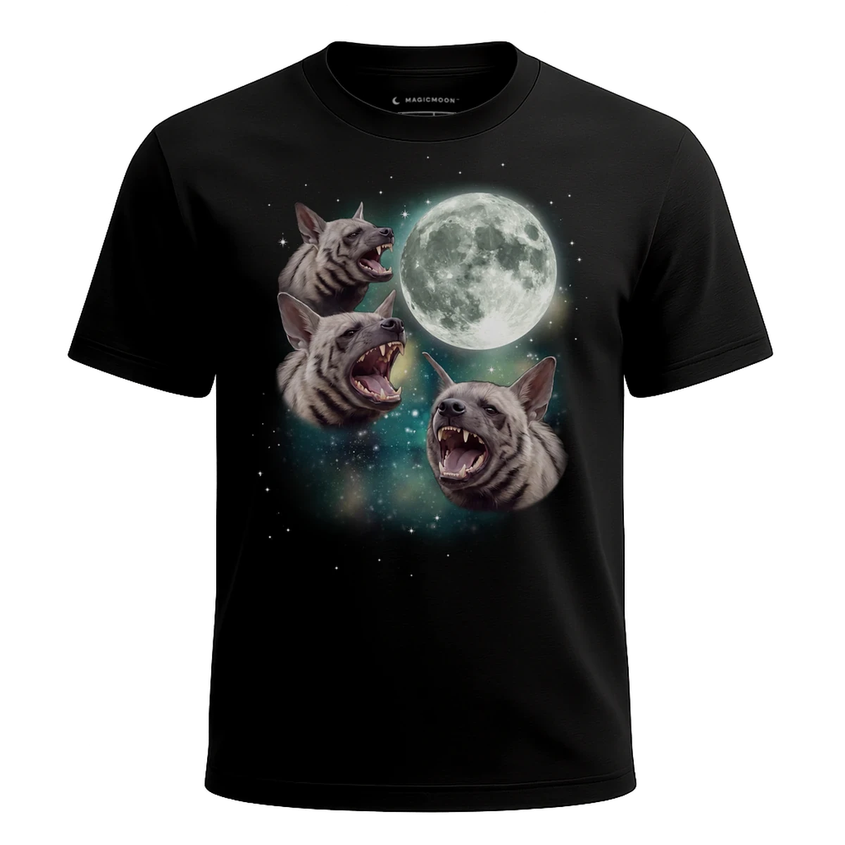 MagicMoon Three Striped Hyena Moon - Funny Animal Shirt, White Elephant Gift, Novelty T-Shirt