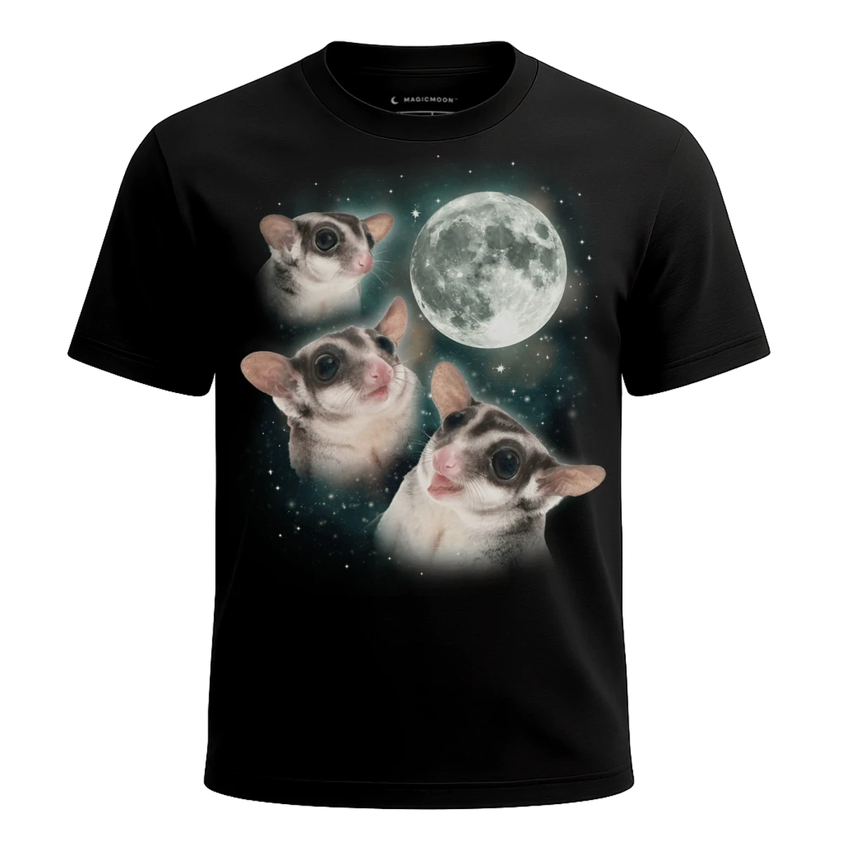 MagicMoon Three Sugar Glider Moon - Funny Animal Shirt, White Elephant Gift, Novelty T-Shirt