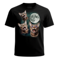 MagicMoon Three Tabby Cat Moon - Funny Animal Shirt, White Elephant Gift, Novelty T-Shirt