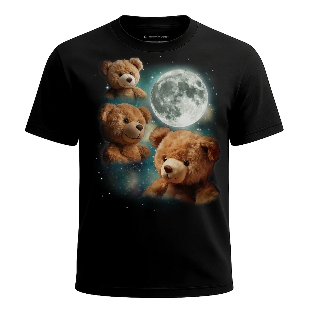 MagicMoon Three Teddy Bear Moon - Funny Novelty Shirt, White Elephant Gift, Novelty T-Shirt