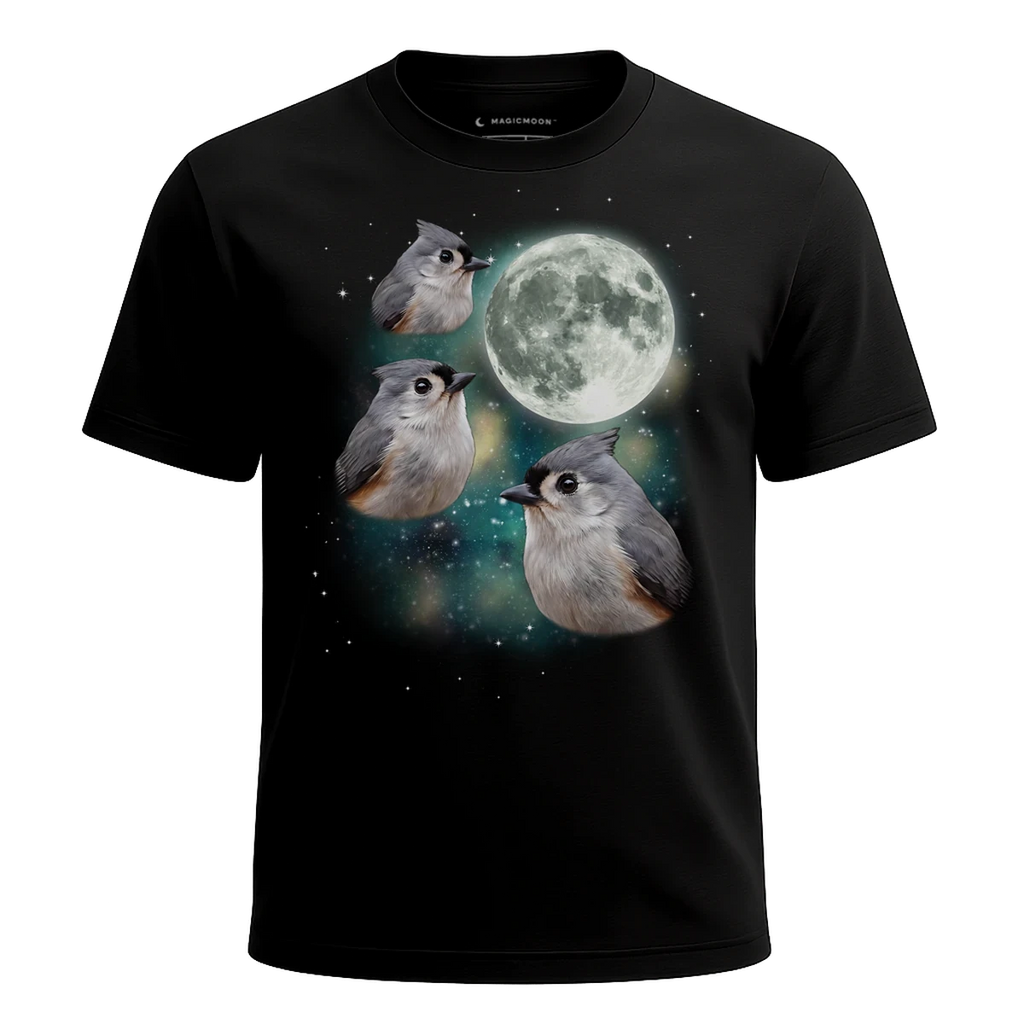 MagicMoon Three Titmouse Moon - Funny Animal Shirt, White Elephant Gift, Novelty T-Shirt