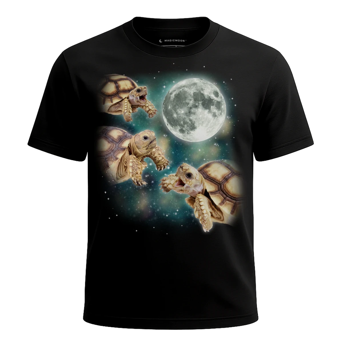 MagicMoon Three Tortoise Moon - Funny Animal Shirt, White Elephant Gift, Novelty T-Shirt