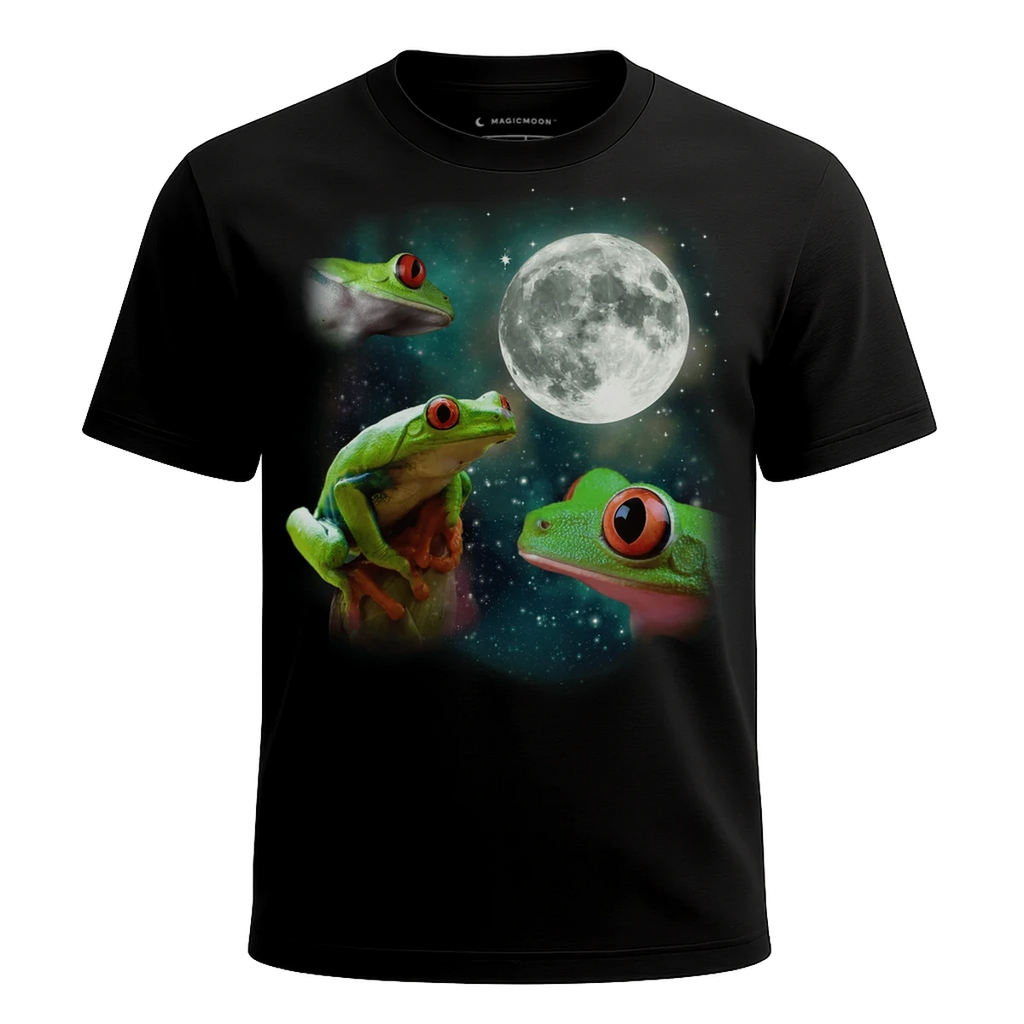 MagicMoon Three Tree Frog Moon - Funny Animal Shirt, White Elephant Gift, Novelty T-Shirt
