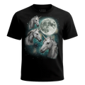 MagicMoon Three Unicorn Moon - Funny Novelty Shirt, White Elephant Gift, Novelty T-Shirt