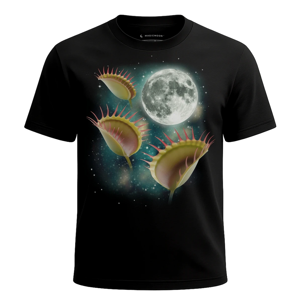 MagicMoon Three Venus Flytrap Moon - Funny Novelty Shirt, White Elephant Gift, Novelty T-Shirt