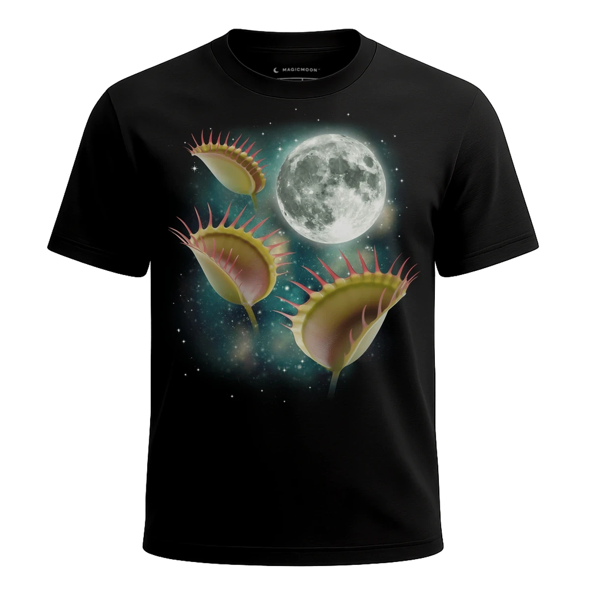 MagicMoon Three Venus Flytrap Moon - Funny Novelty Shirt, White Elephant Gift, Novelty T-Shirt