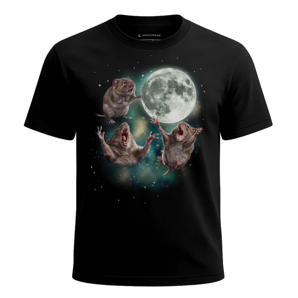 MagicMoon Three Vole Moon - Funny Animal Shirt, White Elephant Gift, Novelty T-Shirt