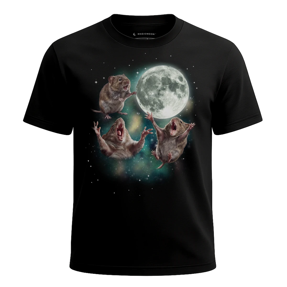 MagicMoon Three Vole Moon - Funny Animal Shirt, White Elephant Gift, Novelty T-Shirt