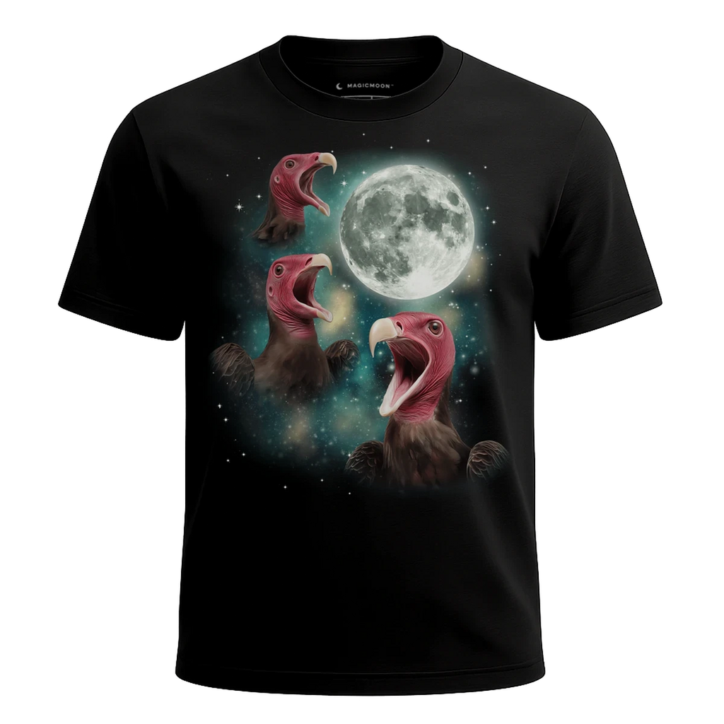MagicMoon Three Vulture Moon - Funny Animal Shirt, White Elephant Gift, Novelty T-Shirt