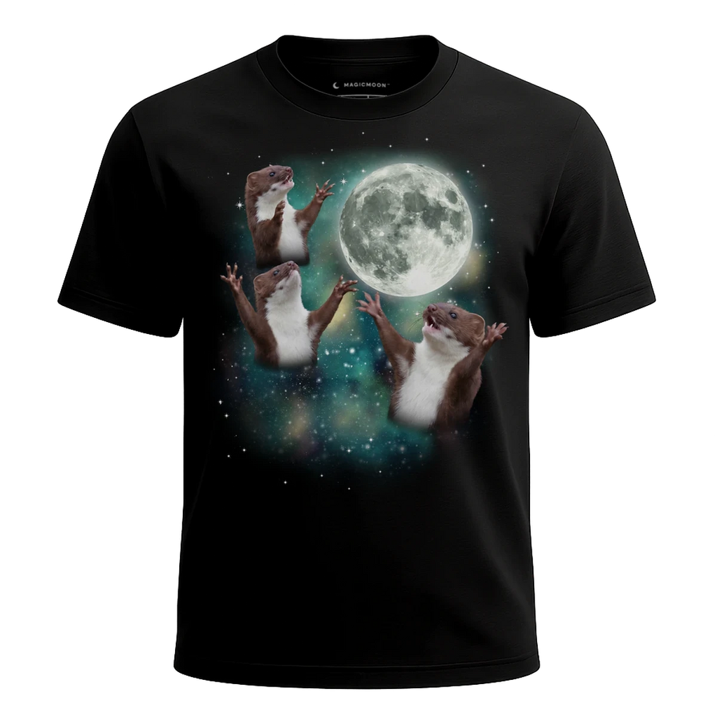 MagicMoon Three Weasel Moon - Funny Animal Shirt, White Elephant Gift, Novelty T-Shirt