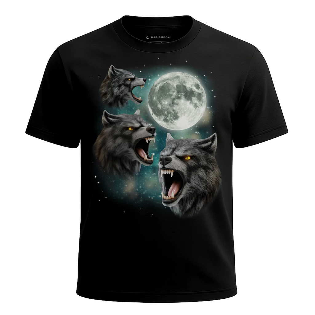 MagicMoon Three Werewolf Moon - Halloween Costume Shirt, White Elephant Gift, Novelty T-Shirt