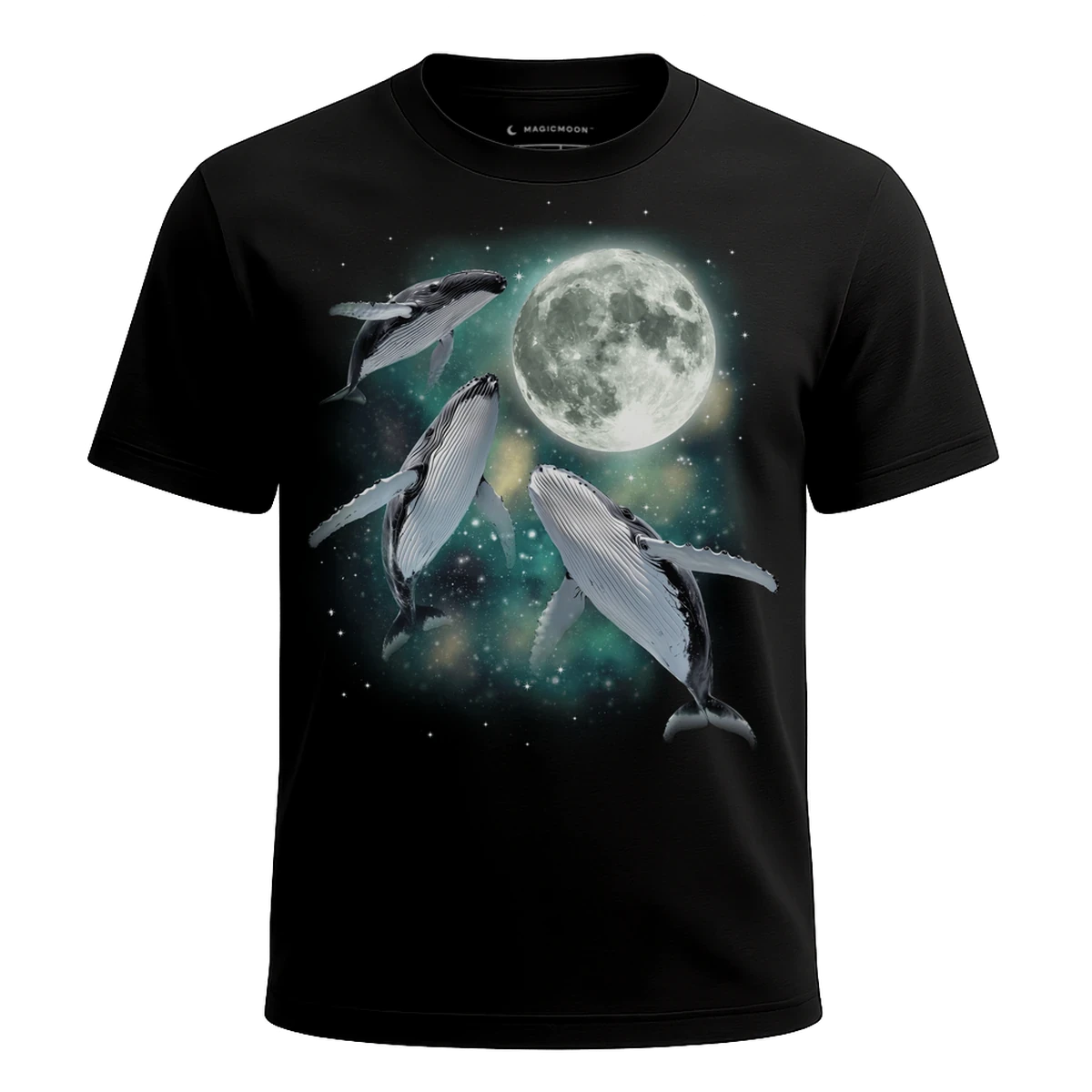 MagicMoon Three Whale Moon - Funny Animal Shirt, White Elephant Gift, Novelty T-Shirt