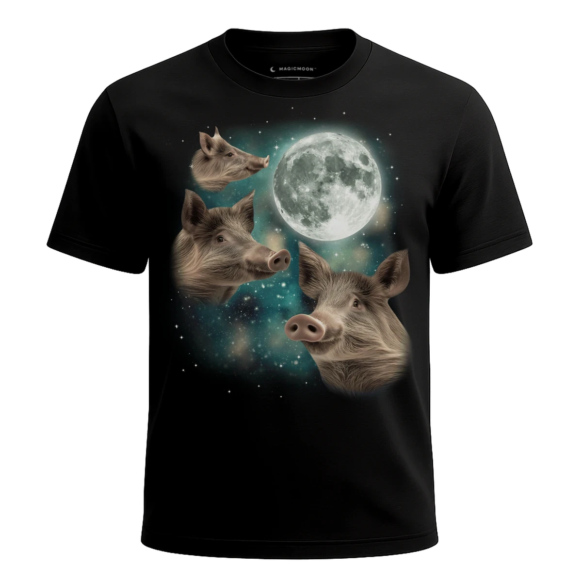 MagicMoon Three Wild Boar Moon - Funny Animal Shirt, White Elephant Gift, Novelty T-Shirt