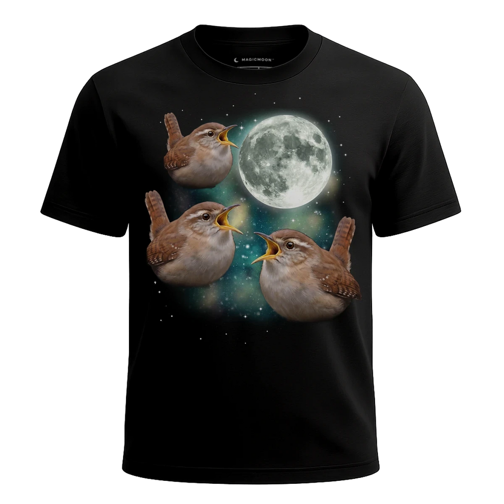 MagicMoon Three Wren Moon - Funny Animal Shirt, White Elephant Gift, Novelty T-Shirt