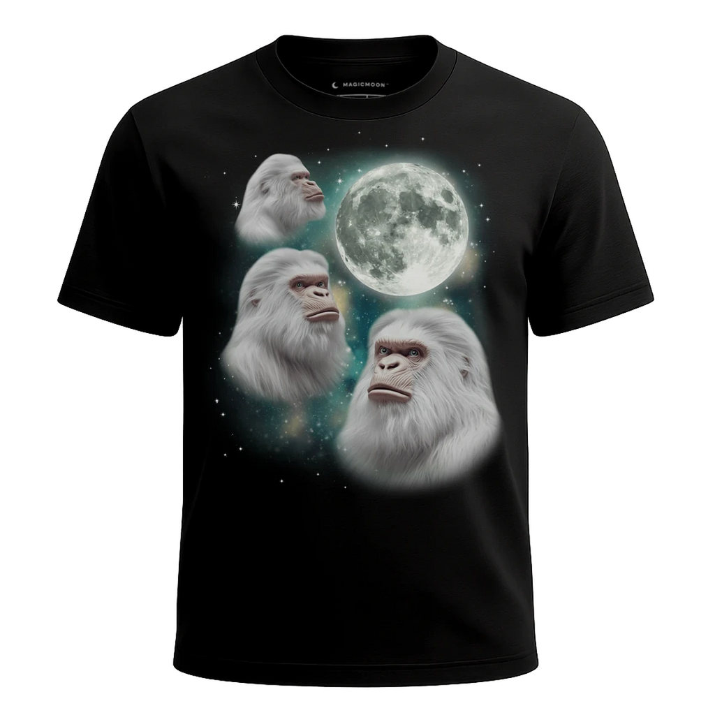 MagicMoon Three Yeti Moon - Funny Novelty Shirt, White Elephant Gift, Novelty T-Shirt