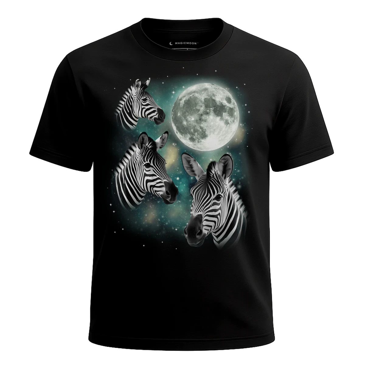MagicMoon Three Zebra Moon - Funny Animal Shirt, White Elephant Gift, Novelty T-Shirt