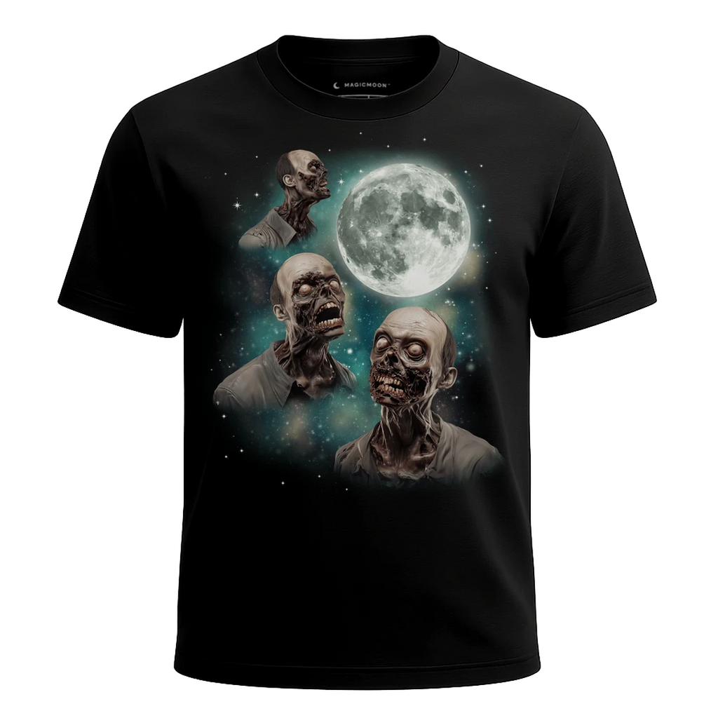 MagicMoon Three Zombie Moon - Halloween Costume Shirt, White Elephant Gift, Novelty T-Shirt